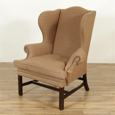 Image for Lot Ralph Lauren Brown Tweed Upholstered Wing Chair