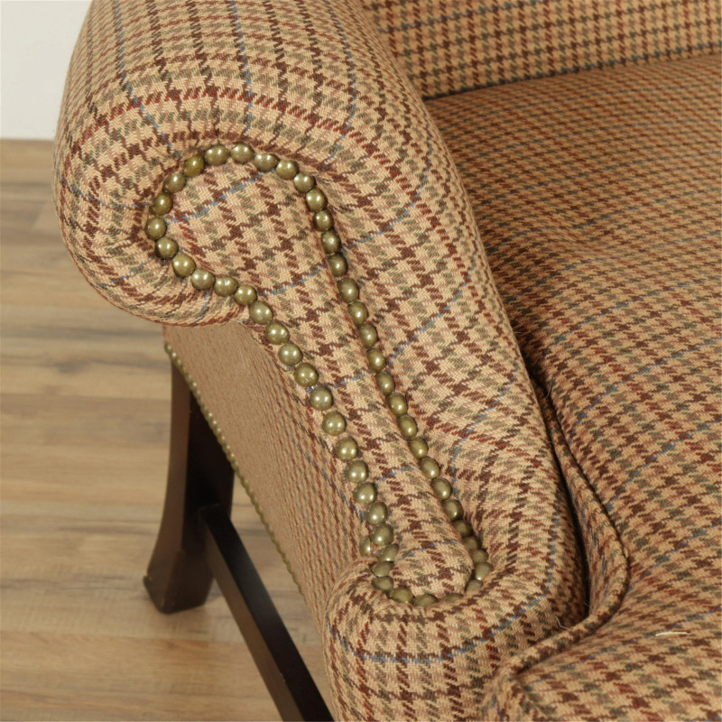 Ralph Lauren Brown Tweed Upholstered Wing Chair