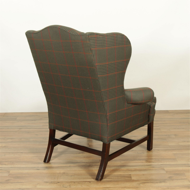 Ralph Lauren Plaid Tweed Upholstered Wing Chair