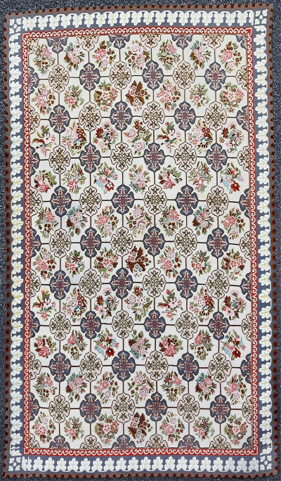Image for Lot European Hand Stitched Floral Rug 11-5 x 16-2