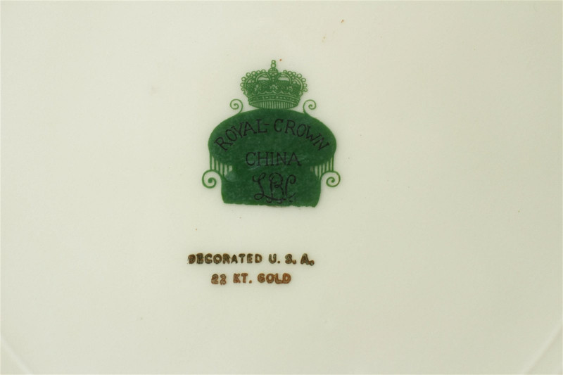 Set of 6 Royal Crown China 22k Gold Leaf Plates