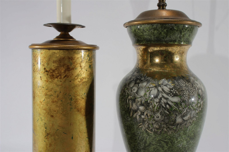 2 Eglomise Decorated Glass Lamps