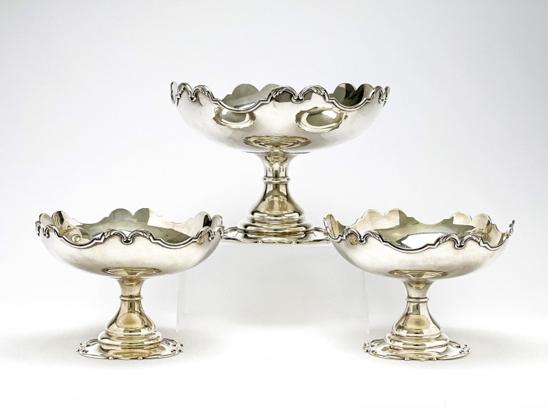 Group of Three Sterling Silver Tazzas