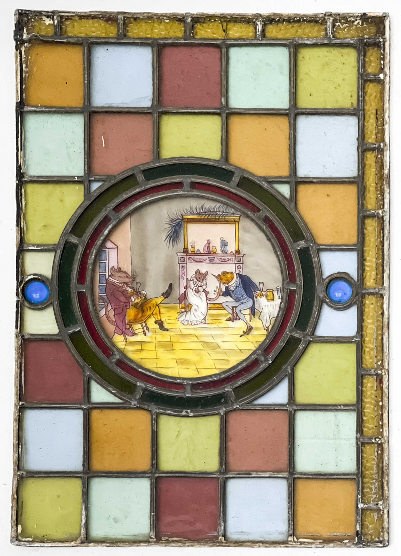 Pair of Victorian Stained Glass Panels