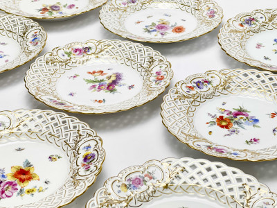 Meissen (Co.) - Set of 12 Reticulated Plates