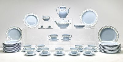 Image for Lot Wedgwood Embossed Queensware Partial Tea Service