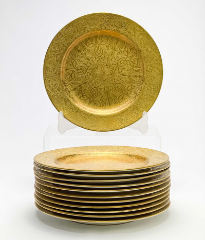 Image for Lot Mintons Gilt Porcelain Plates, Set of 12