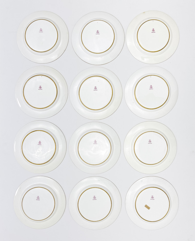Mintons Gilt Porcelain Plates, Set of 12