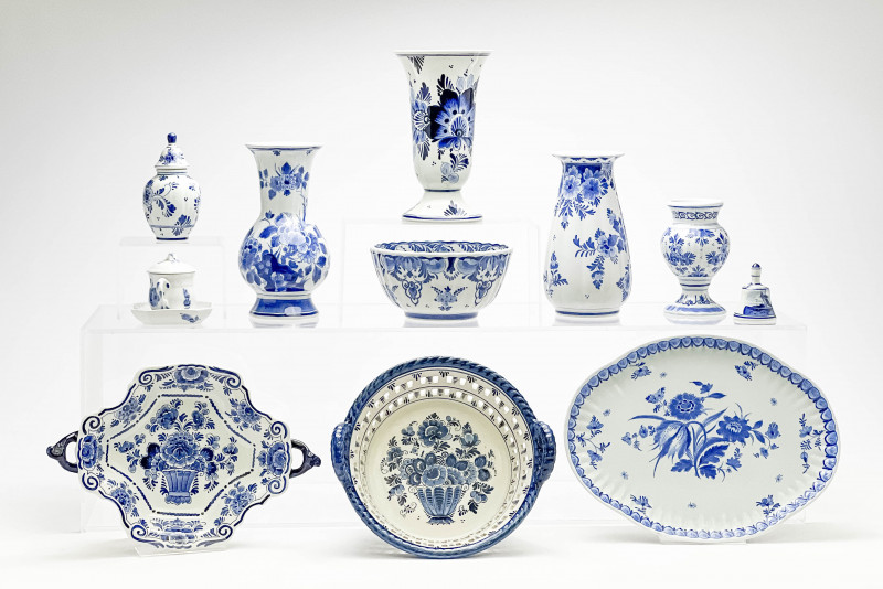 Assorted Dutch and Danish Blue and White Pottery, mostly Delft