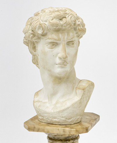 Classical Style Plaster Bust raised on Marble Pedestal
