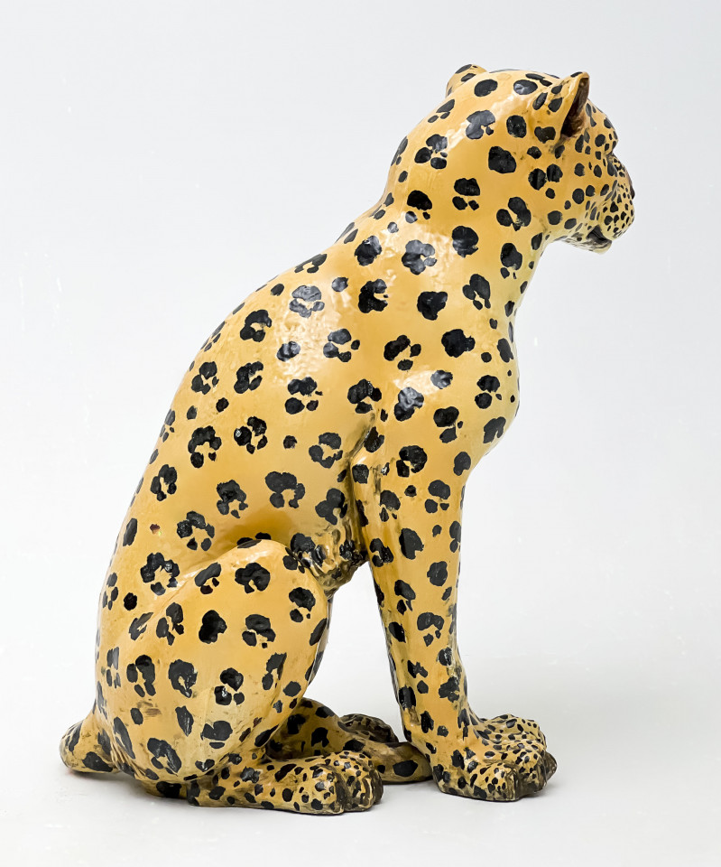 Large Italian Ceramic Model of a Seated Leopard