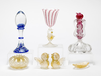Assorted Italian Glass Table Articles, 7 Pcs.