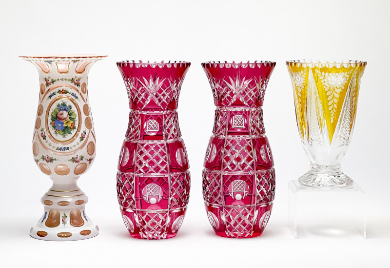 Group of 4 Bohemian Glass Vases