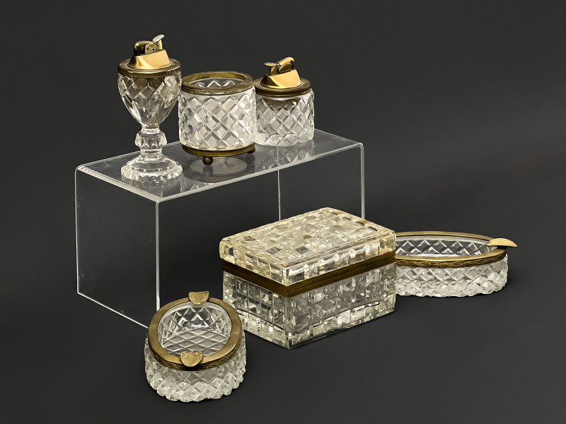 Baccarat and Other French Crystal and Gilt Metal Table Accessories, 6 Pcs.