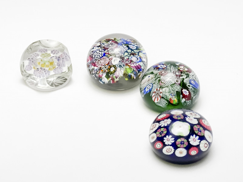 Collection of 4 Perthshire Scotland Millefiori Paperweights