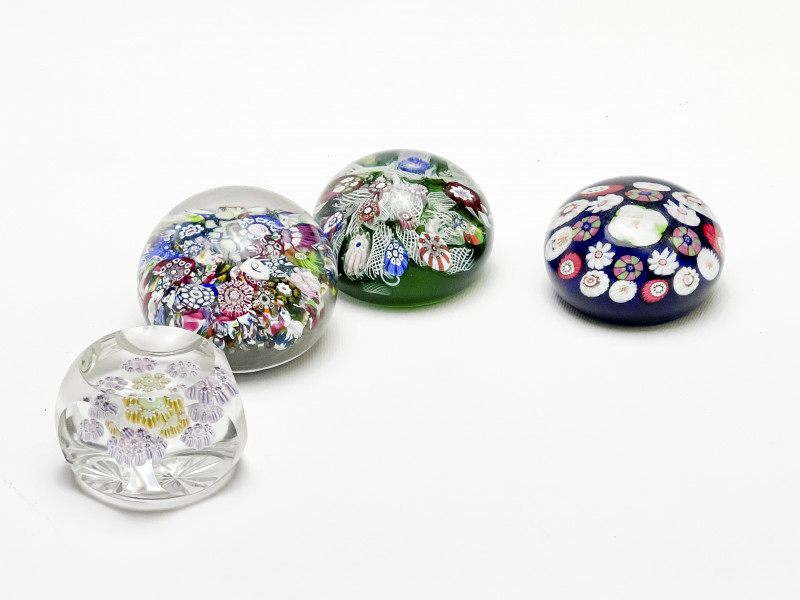 Collection of 4 Perthshire Scotland Millefiori Paperweights