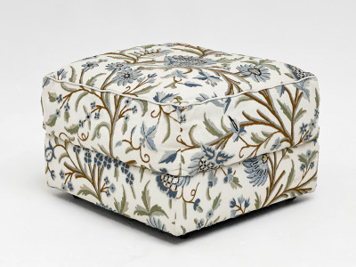 Floral Upholstered Ottoman