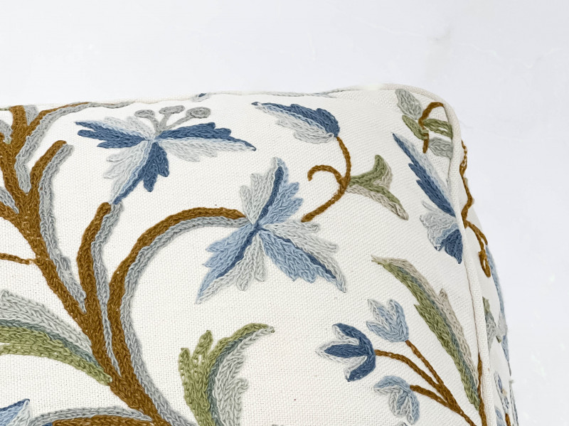 Floral Upholstered Ottoman