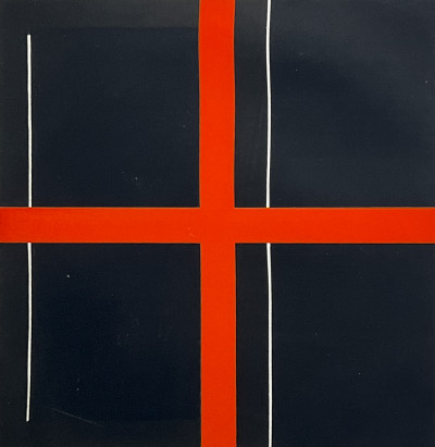 Image for Lot Harvey Quaytman - Untitled (Black, White, and Red Composition)