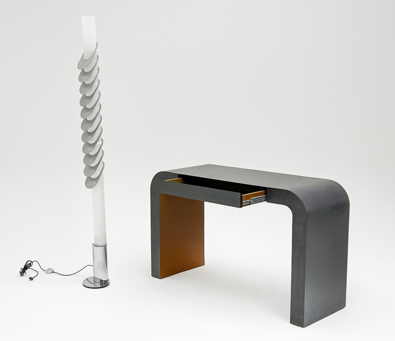 Italian Arredoluce Monza Tower Lamp, together with a Waterfall Console Table