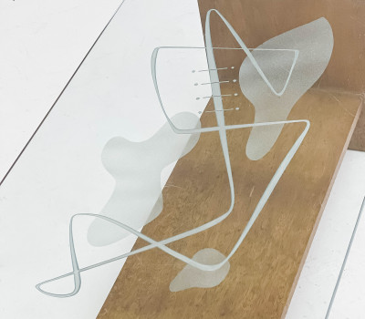 David Harriton - Etched Glass Coffee Table with Abstract Motif