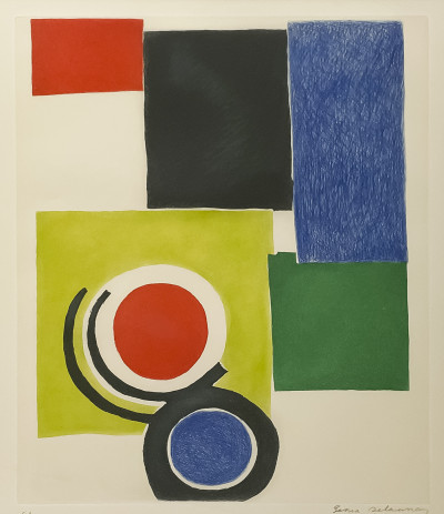 Image for Lot Sonia Delaunay - Untitled (Geometric Composition in Red, Green, and Blue)