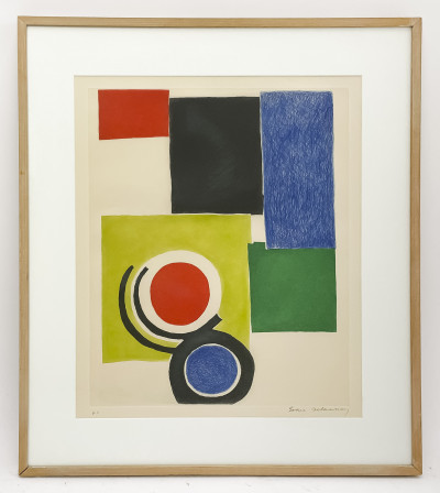 Sonia Delaunay - Untitled (Geometric Composition in Red, Green, and Blue)