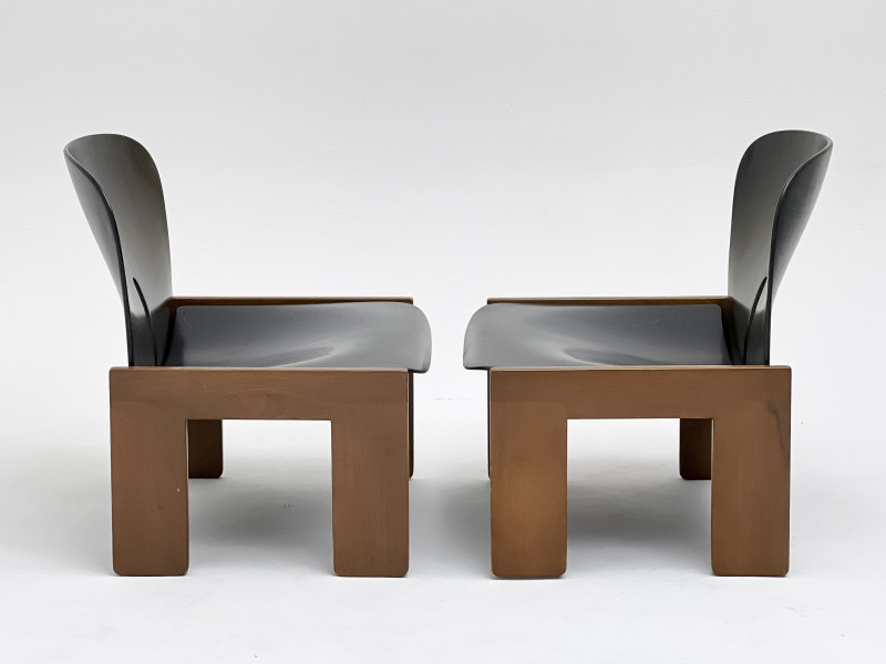 Afra and Tobia Scarpa Model 925 Lounge Chairs, Pair