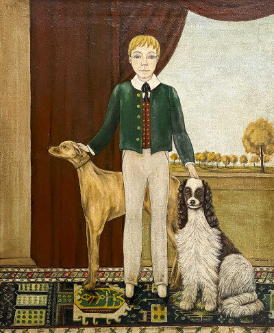 Image for Lot Lew Hudnall - Untitled (Portrait of Boy with Dogs)