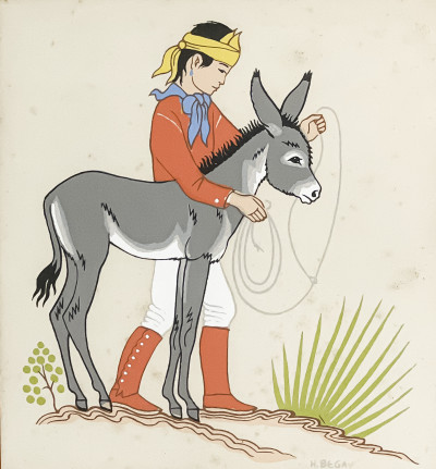 Harrison Begay, Haskay Yahne Yah - Untitled (Portrait of a Boy with Donkey)