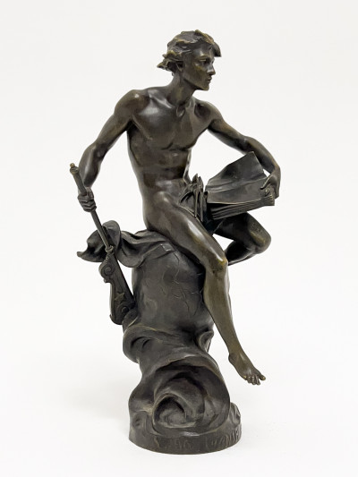 French Bronze Figure, Labor Omnia Regit