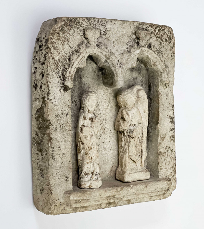 French Stone Alter with Annunciation Figurines