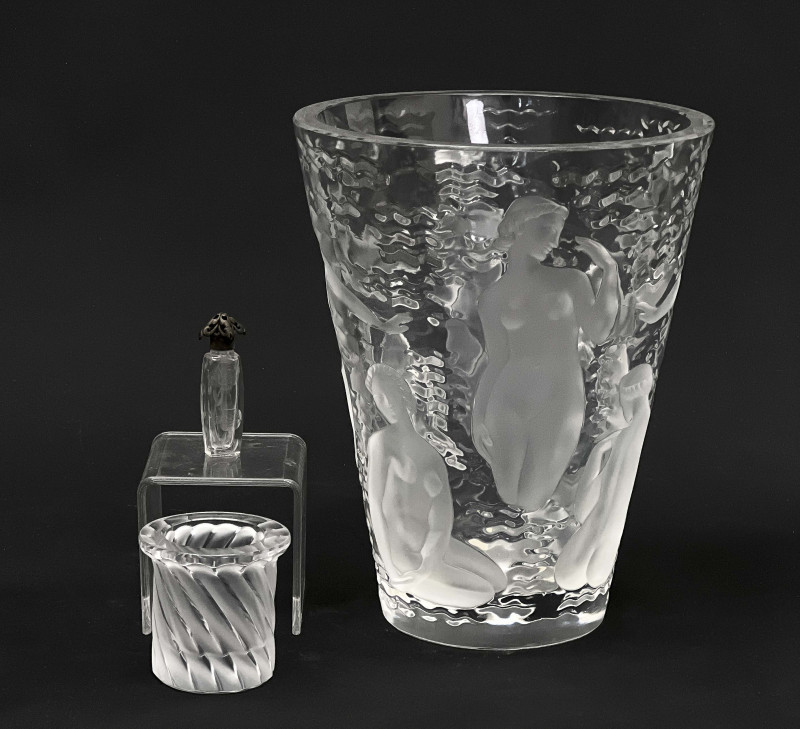 Group of French Glass Objects, Including Lalique Vases