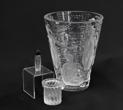 Group of French Glass Objects, Including Lalique Vases
