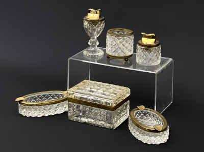 Baccarat and Other French Crystal and Gilt Metal Table Accessories, 6 Pcs.