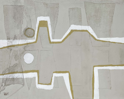 Italo Valenti - Untitled (Geometric Composition in Gray, White and Gold)