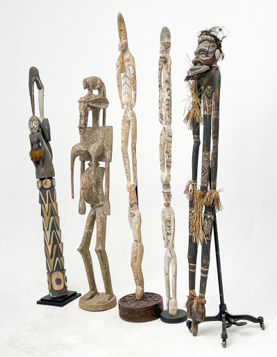Group of 5 Large African Wood Figures