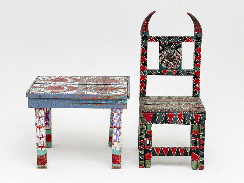 Ramón Castro Angulo - Chair with Horns / Miniature Table