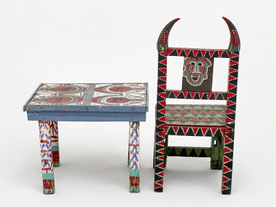 Ramón Castro Angulo - Chair with Horns / Miniature Table