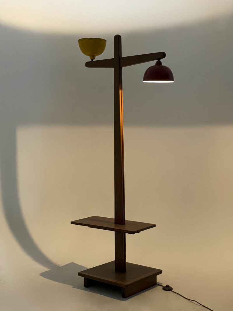 Pierre Jeanneret, Standard Floor Lamp From Chandigarh, Yellow and Red