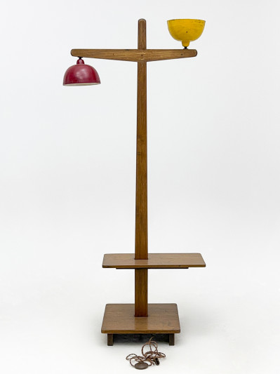 Pierre Jeanneret, Standard Floor Lamp From Chandigarh, Yellow and Red