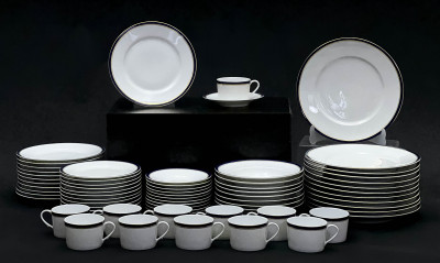 80 pieces of Limoges Raynaud Diplomat Blue Partial Porcelain Dinner Service