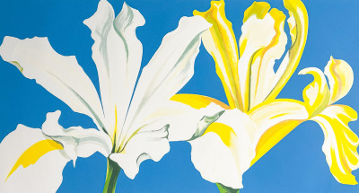 Lowell Nesbitt - Two Irises on Blue