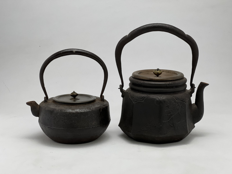 Japenese Tetsubin Iron Teapots, Group of 2