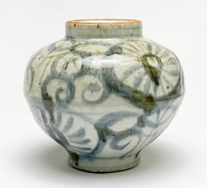 Chinese Blue and White Glazed Ceramic Jar