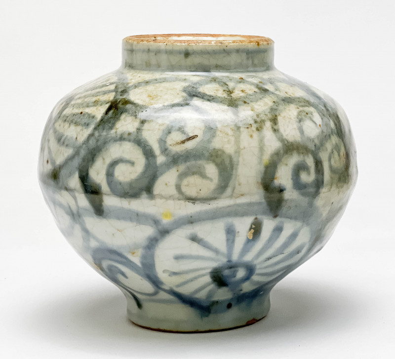 Chinese Blue and White Glazed Ceramic Jar