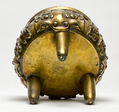 Chinese Gilt Bronze Archaistic Censer and Cover