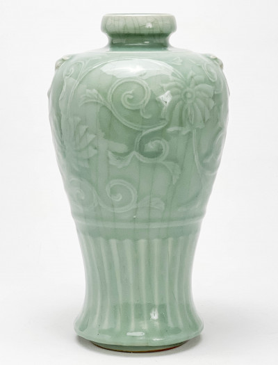 Chinese Celadon Glazed Meiping Form Vase