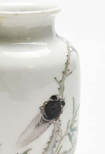 Small Chinese Porcelain Vase with a Cicada and Branch