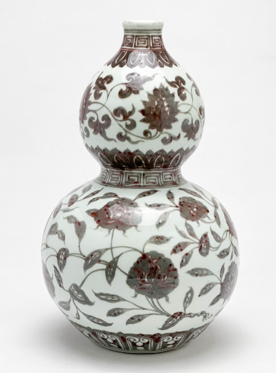 Image for Lot Chinese Porcelain Underglaze Red Decorated Double Gourd Vessel